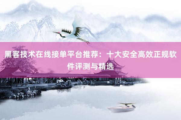 黑客技术在线接单平台推荐：十大安全高效正规软件评测与精选