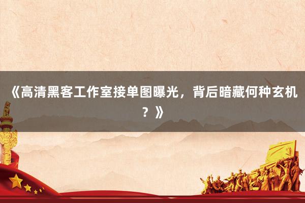 《高清黑客工作室接单图曝光，背后暗藏何种玄机？》